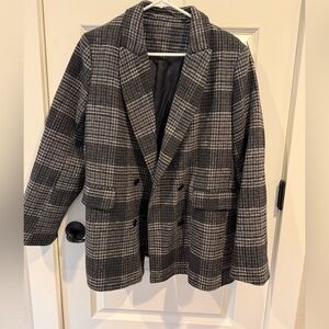 Plaid Double-Breasted Blazer